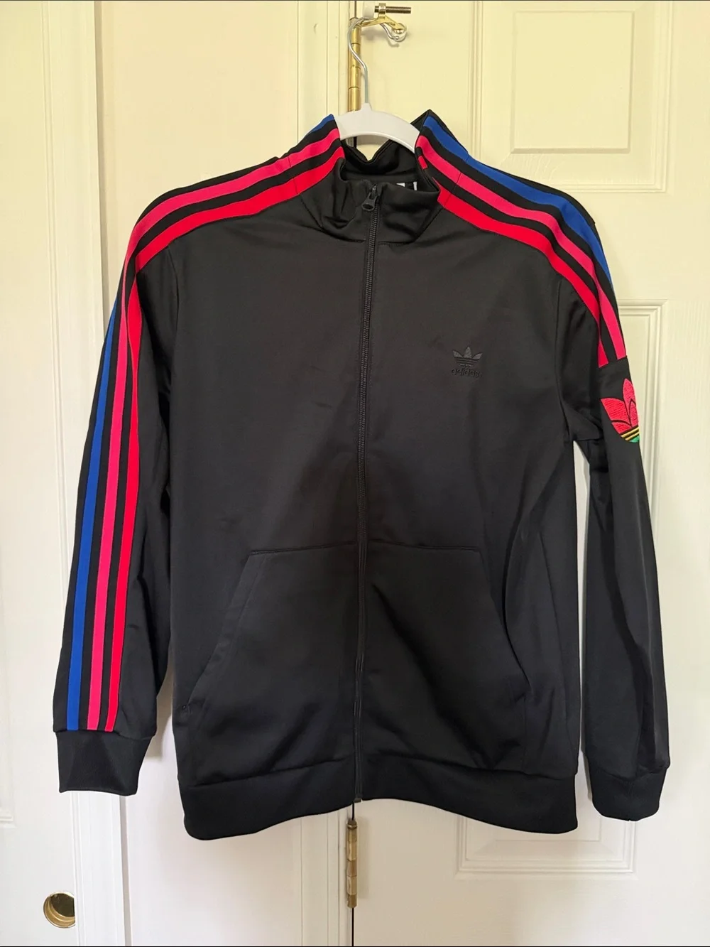 adidas Adicolor Kids 3D Trefoil Black Track Jacket Large Youth